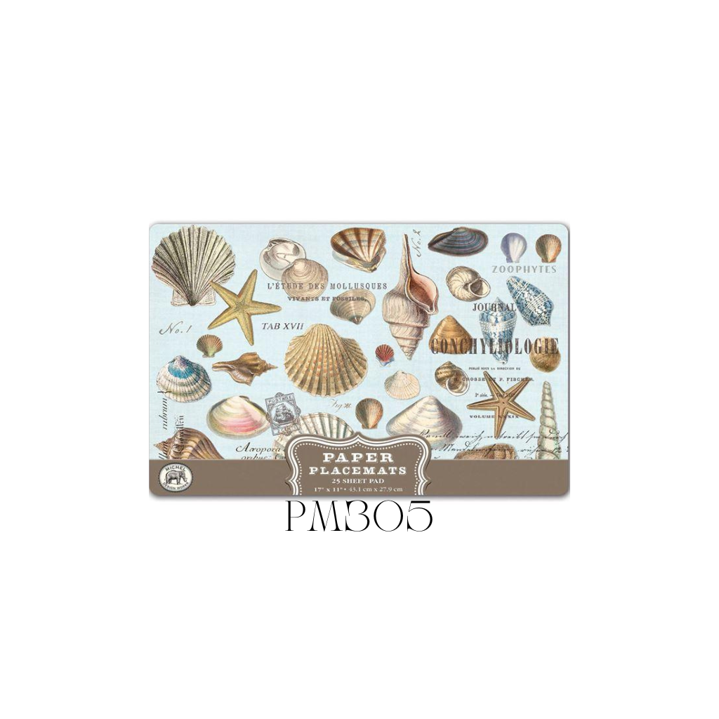 Seashells Paper Placemats - Pack of 3