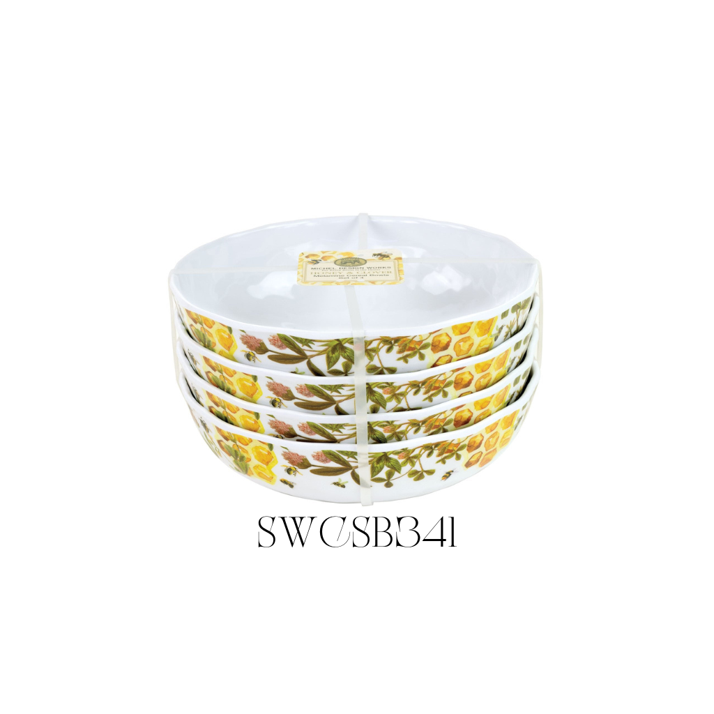 Honey and Clover Melamine Cereal Bowls - Pack of 2 Sets