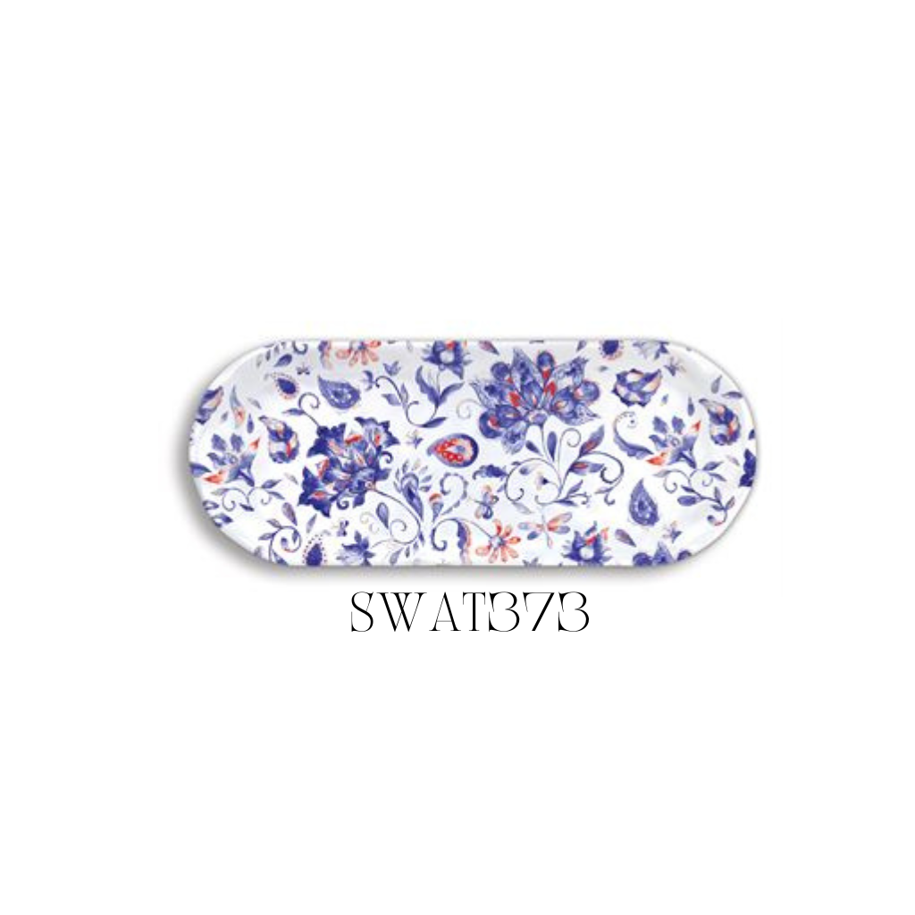 Paisley and Plaid Melamine Accent Tray - Pack of 2