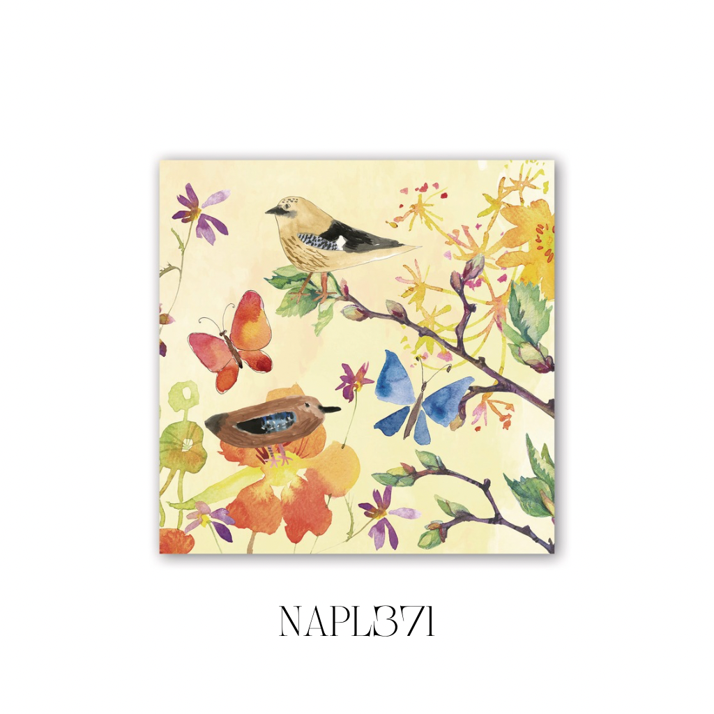 Birds and Butterflies Luncheon Napkin - Pack of 6