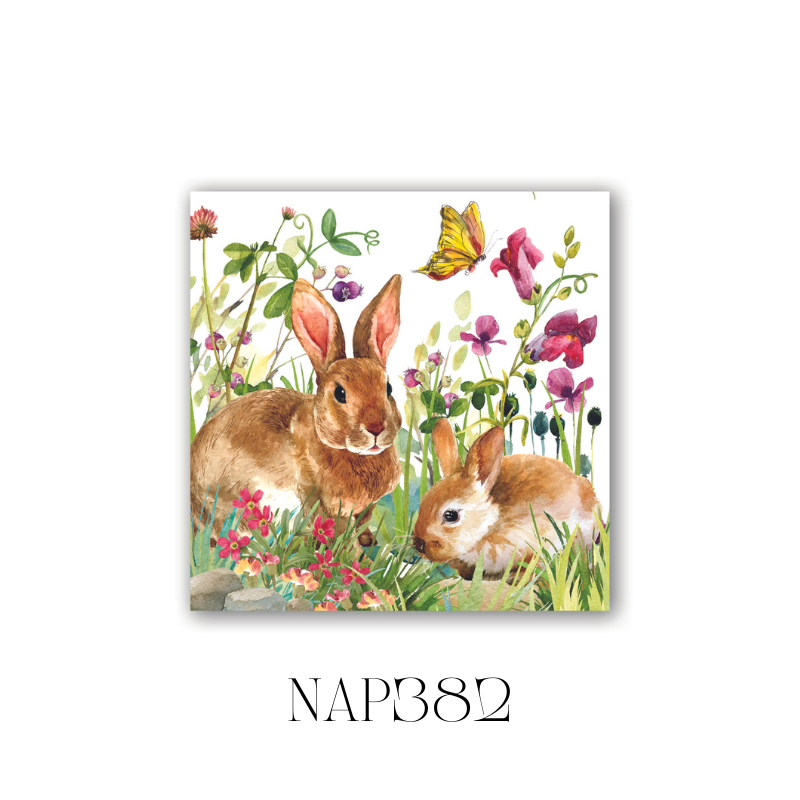 Bunny Meadow Cocktail Napkin - Pack of 6