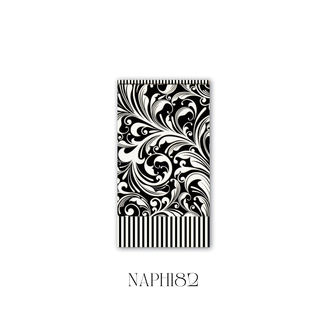Black Florentine Hostess Napkin - Pack of 6