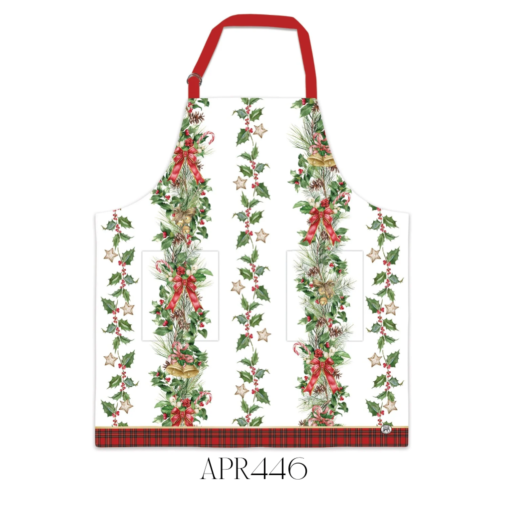 Holiday Garland Chef’s Apron with Pockets - Pack of 2