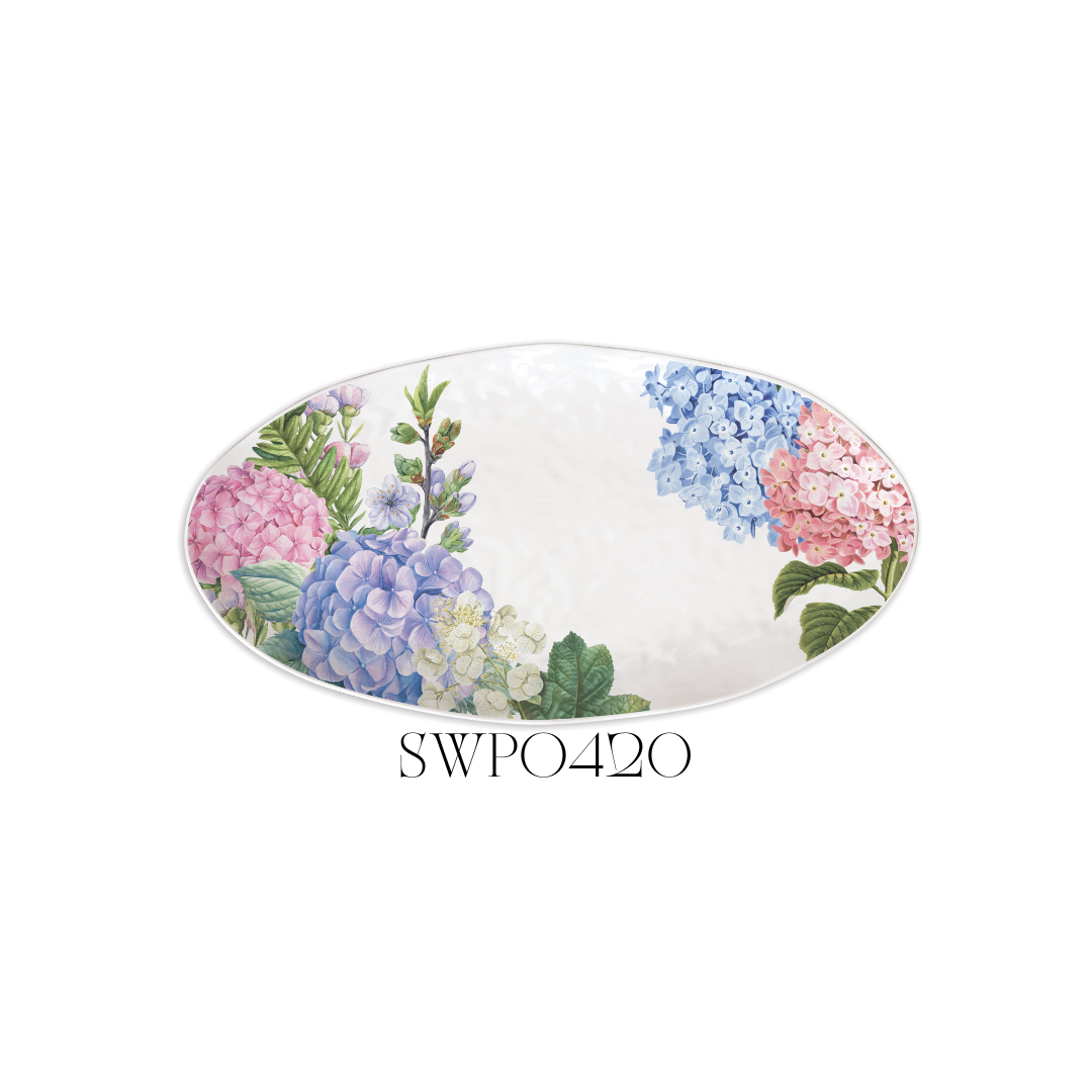 New Wild Hydrangea Melamine Oval Platter - Pack of 2