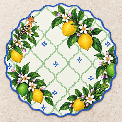 Lemon Trellis Grand Paper Placemats - Set of 12