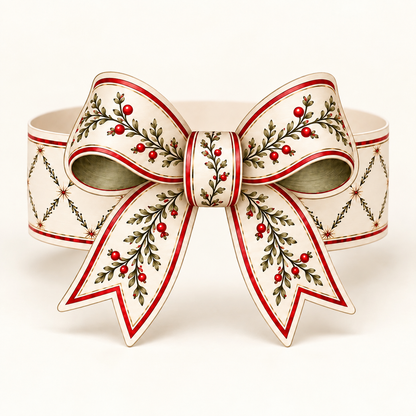 Christmas Botanical Bow Napkin Rings - Set of 8