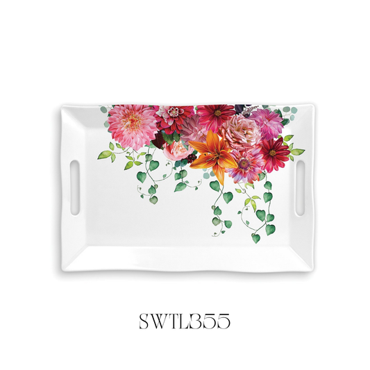 Sweet Floral Melody Melamine Large Tray - Pack of 2