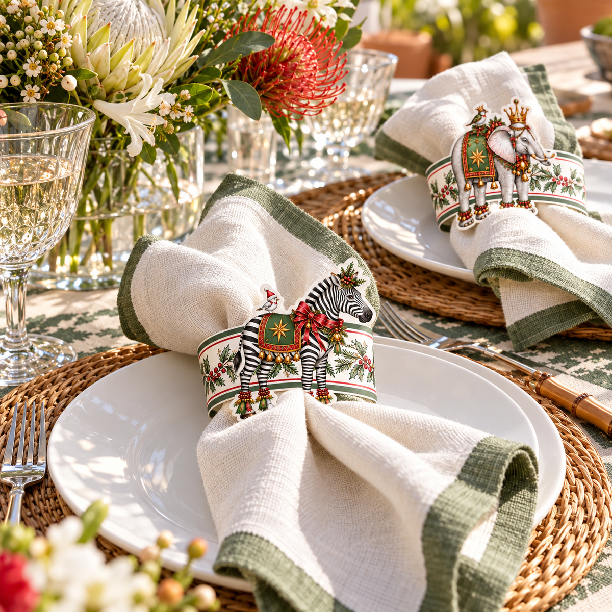 Christmas Safari Napkin Rings - Pack of 8
