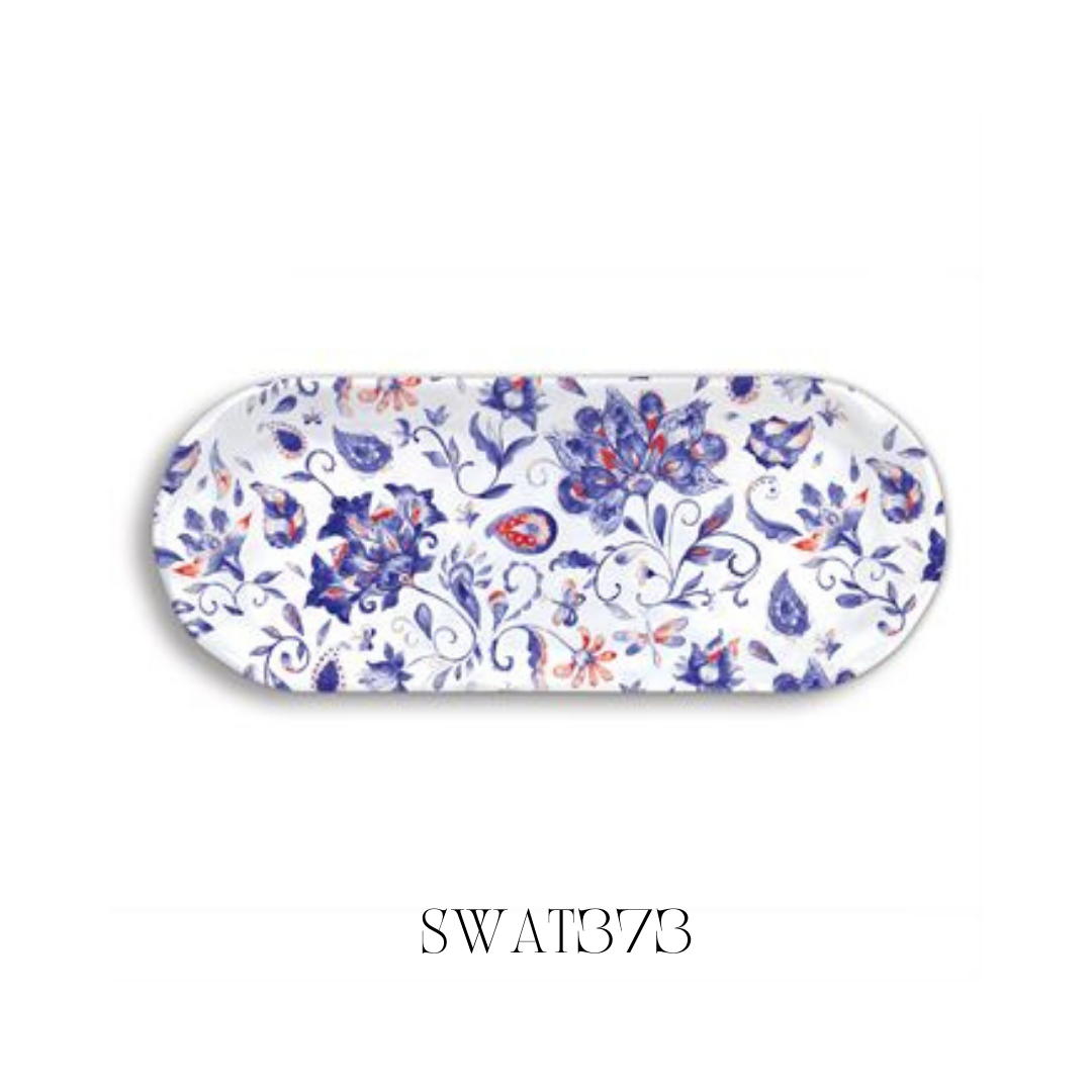 Paisley and Plaid Melamine Accent Tray - Pack of 2