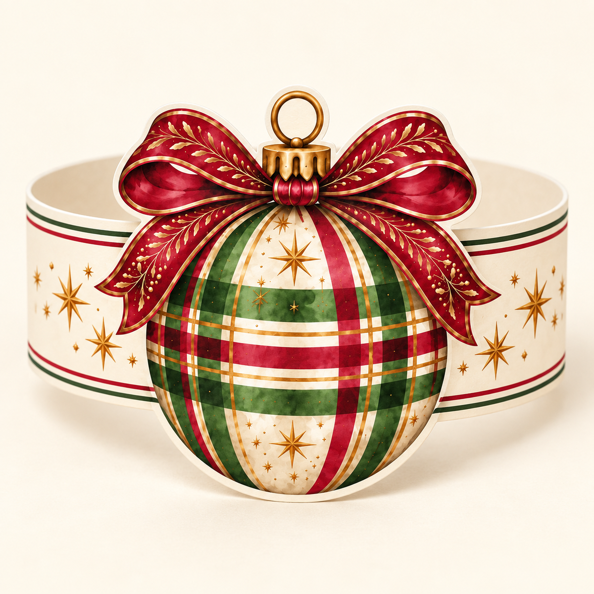 Christmas Tartan Bauble Napkin Ring - Pack of 8