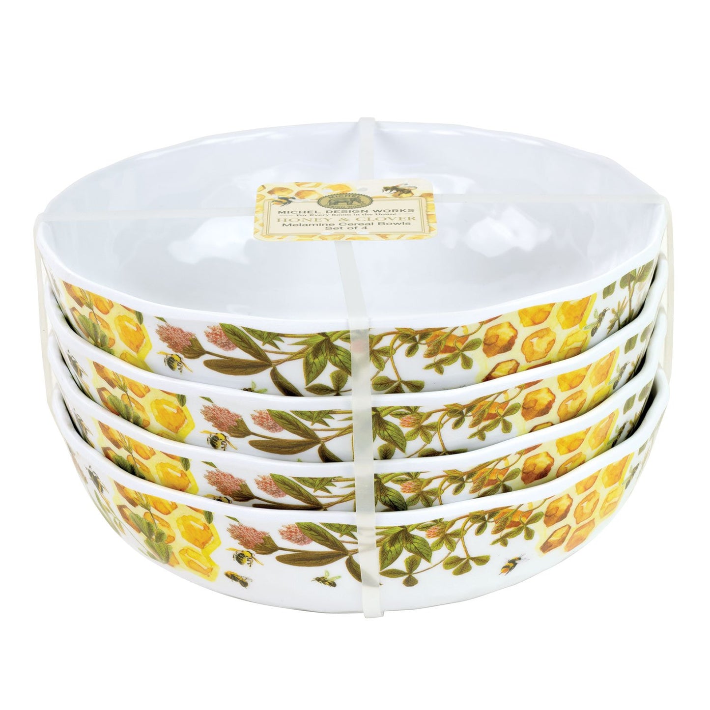 Honey and Clover Melamine Cereal Bowls - Pack of 2 Sets