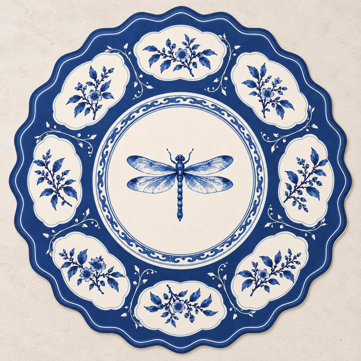 Indigo Dragonfly Grand Paper Placemats – Set of 12