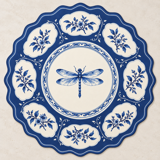 Indigo Dragonfly Grand Paper Placemats – Set of 12