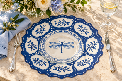 Indigo Dragonfly Grand Paper Placemats – Set of 12