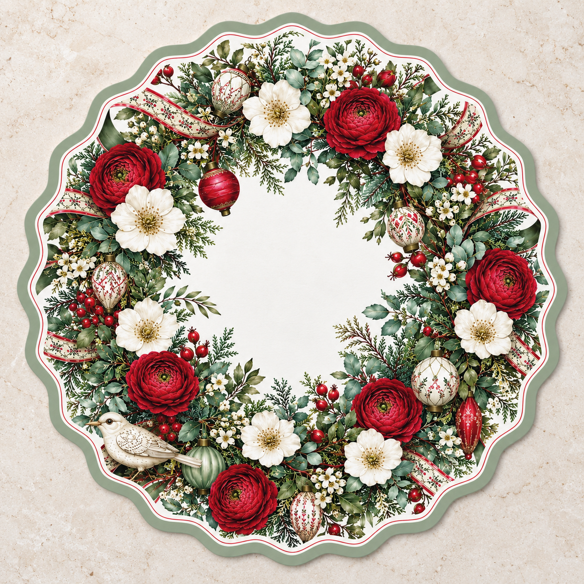 Christmas Bouquet Grand Paper Placemats – Set of 12