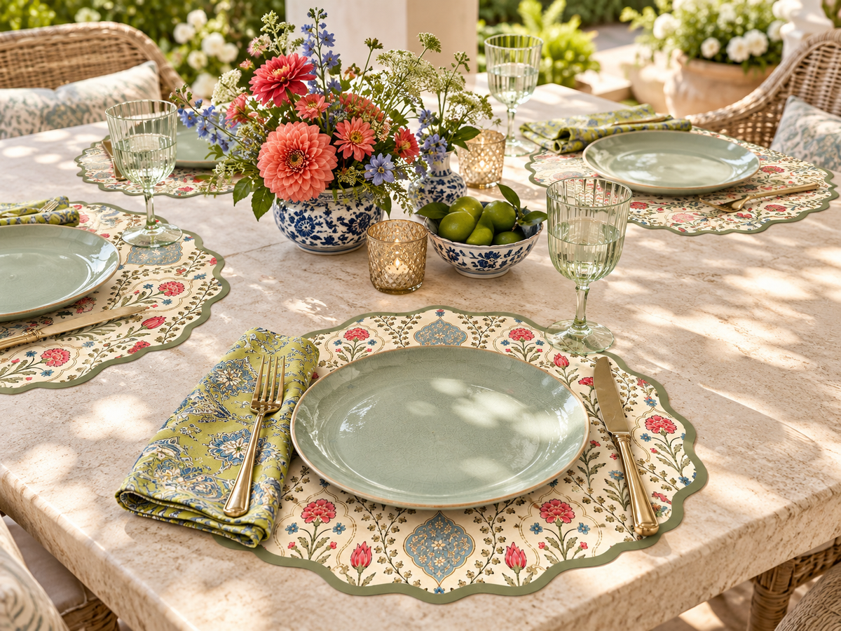 Indienne Garden Grand Paper Placemats - Set of 12