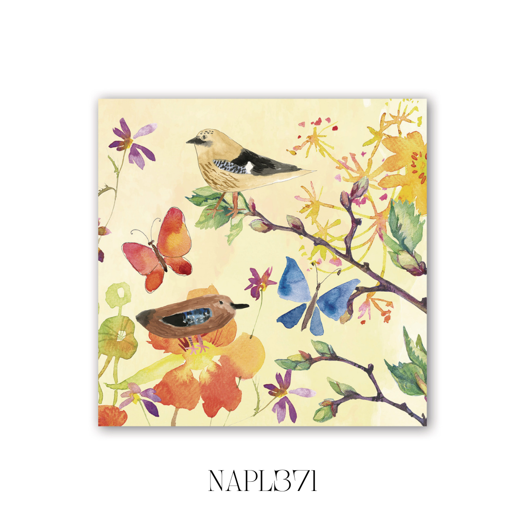 Birds and Butterflies Luncheon Napkin - Pack of 6