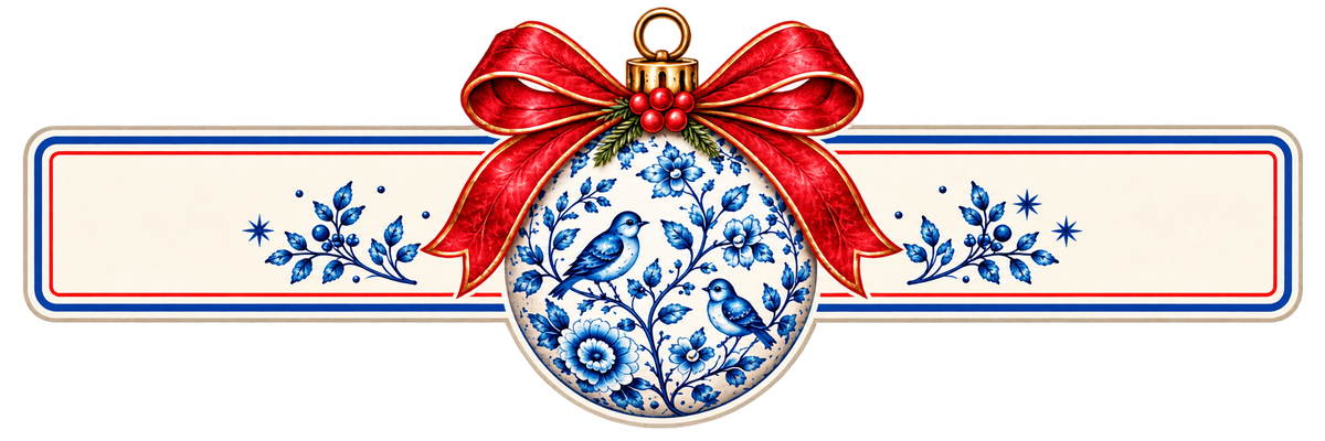 Christmas Delft Bauble Napkin Rings - Pack of 8