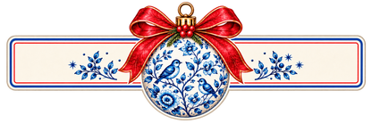 Christmas Delft Bauble Napkin Rings - Pack of 8