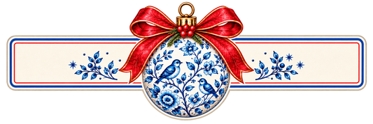 Christmas Delft Bauble Napkin Rings - Pack of 8