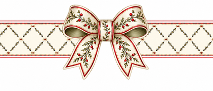 Christmas Botanical Bow Napkin Rings - Set of 8