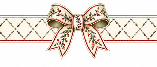 Christmas Botanical Bow Napkin Rings - Set of 8