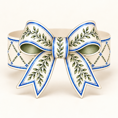 Botanical Blue Bow Napkin Rings - Pack of 8