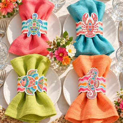 Sea Menagerie Napkin Rings - Pack of 8