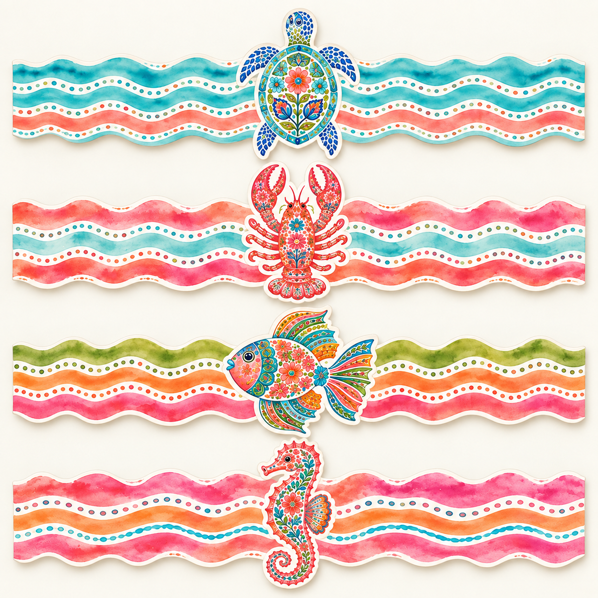 Sea Menagerie Napkin Rings - Pack of 8