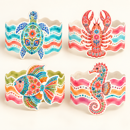 Sea Menagerie Napkin Rings - Pack of 8