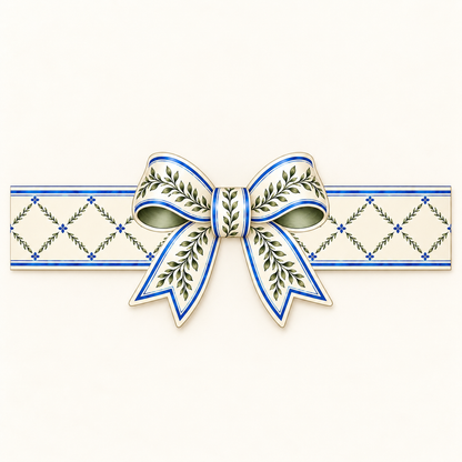 Botanical Blue Bow Napkin Rings - Pack of 8