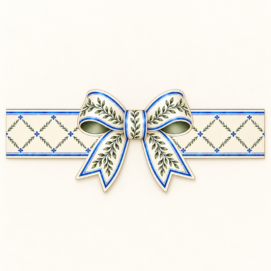 Botanical Blue Bow Napkin Rings - Pack of 8
