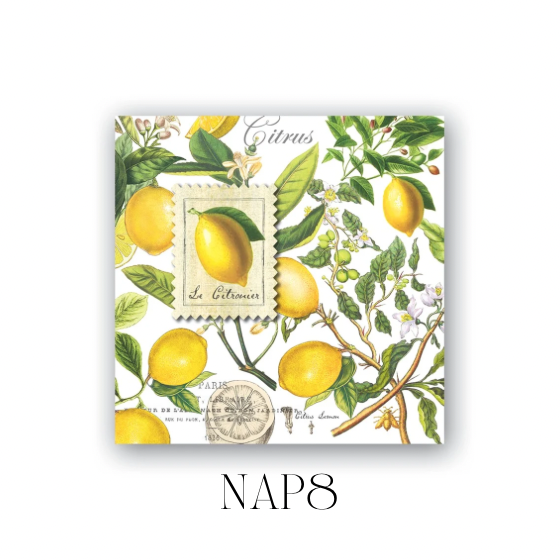 Lemon Basil Cocktail Napkin - Pack of 6