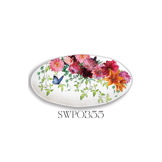 Sweet Floral Melody Melamine Oval Platter - Pack of 2