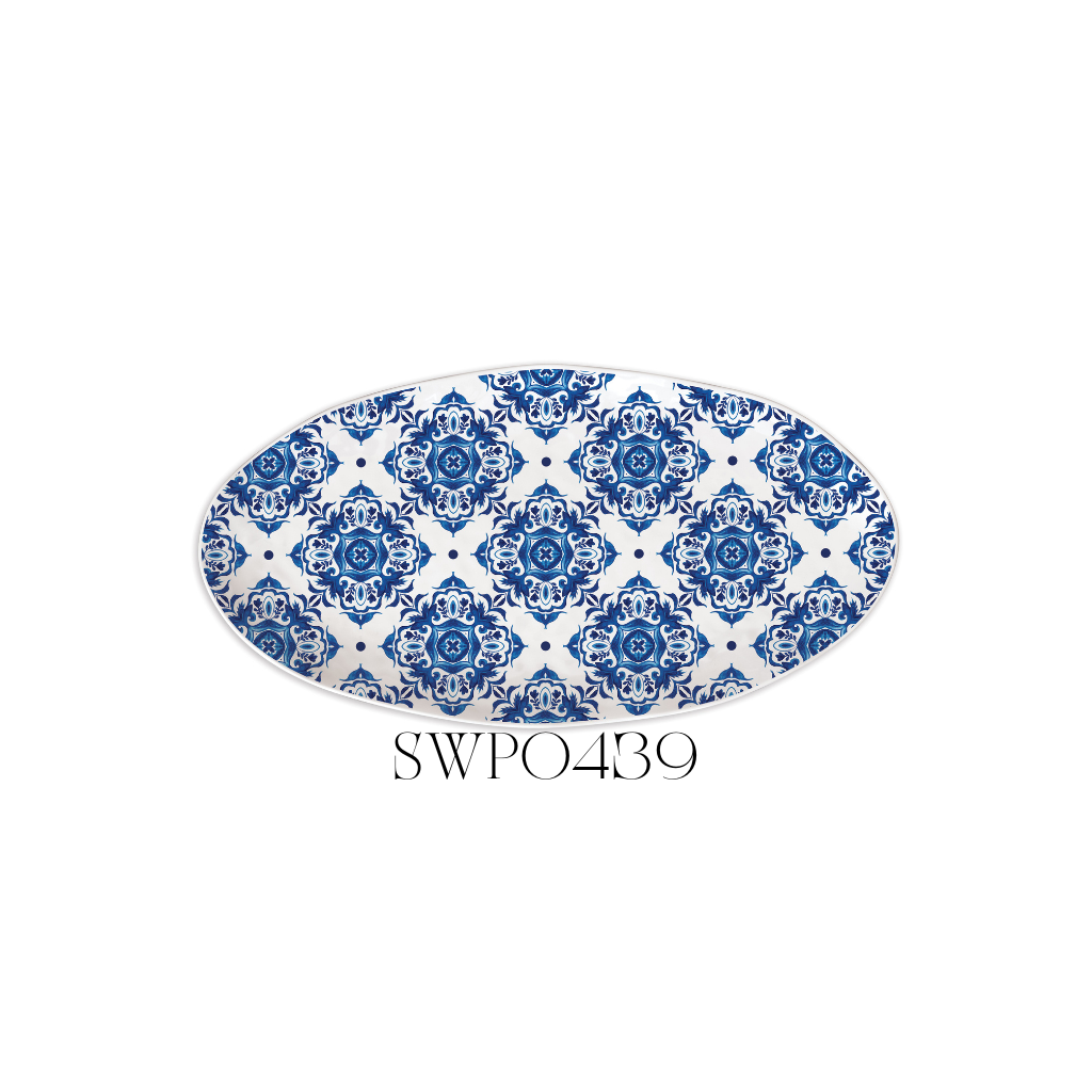 New Indigo Seas Melamine Oval Platter - Pack of 2