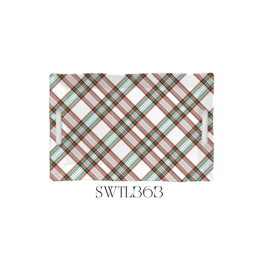 Vintage Plaid Melamine Large Tray - Pack of 2