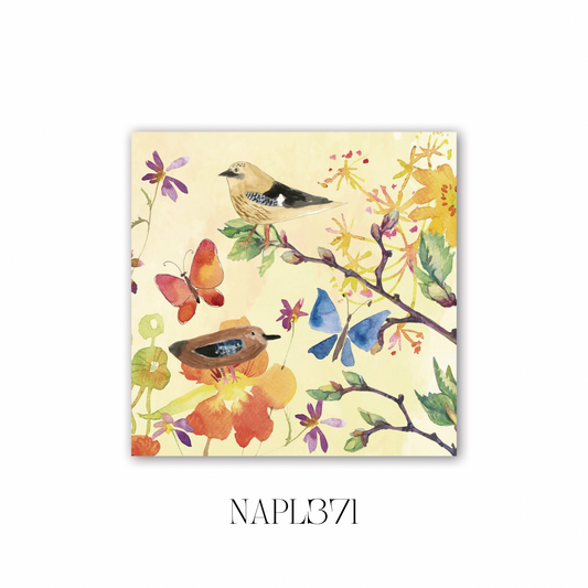 Birds and Butterflies Luncheon Napkin - Pack of 6