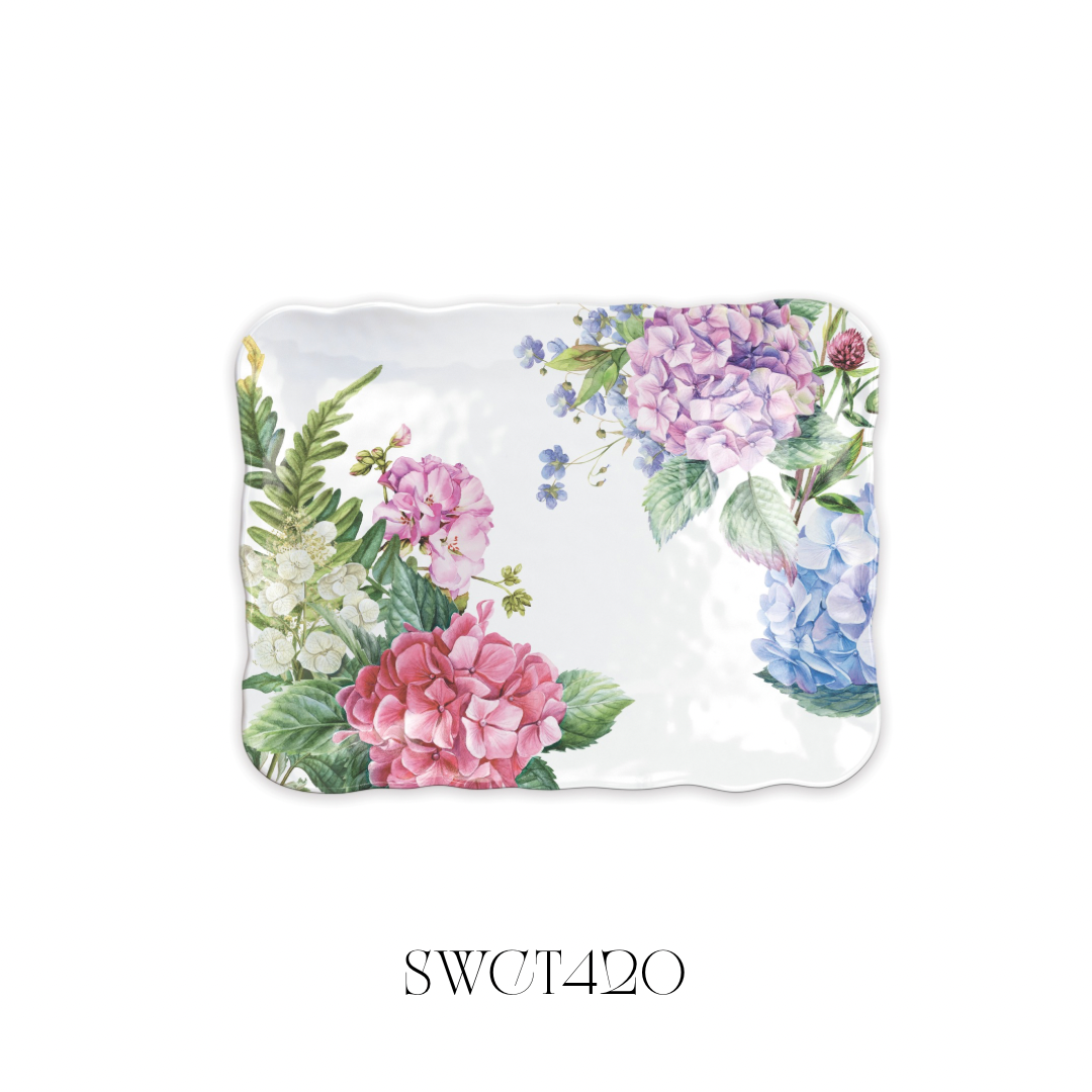New Wild Hydrangea Melamine Cookie Tray - Pack of 2