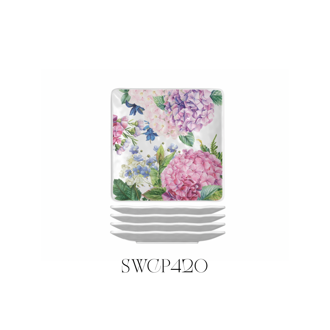Wild Hydrangea Seas Canapé Plates set of 4 - Pack of 2