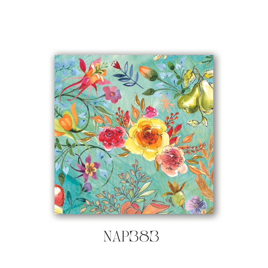 Pack of 20 Jubilee Cocktail Napkins, beautifully packaged in sets of six. These soft triple-ply paper napkins feature elegant designs, perfect for adding a touch of sophistication to special occasions or everyday family gatherings. Folded dimensions: 12.5 x 12.5 cm